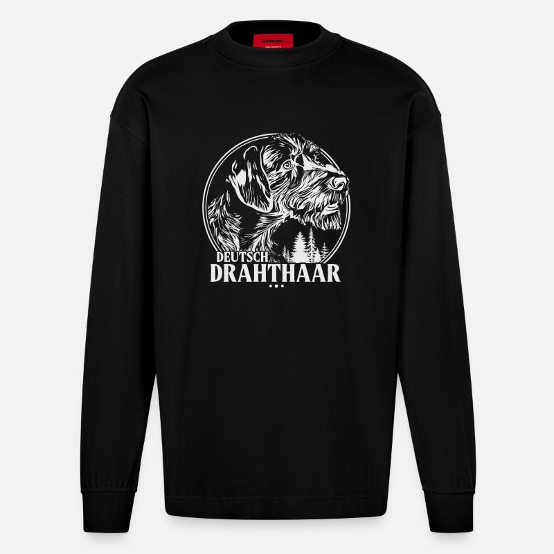 Allemand à poil dur - Manches longues bio épais oversize fabriqué en UE - SOLID BLACK