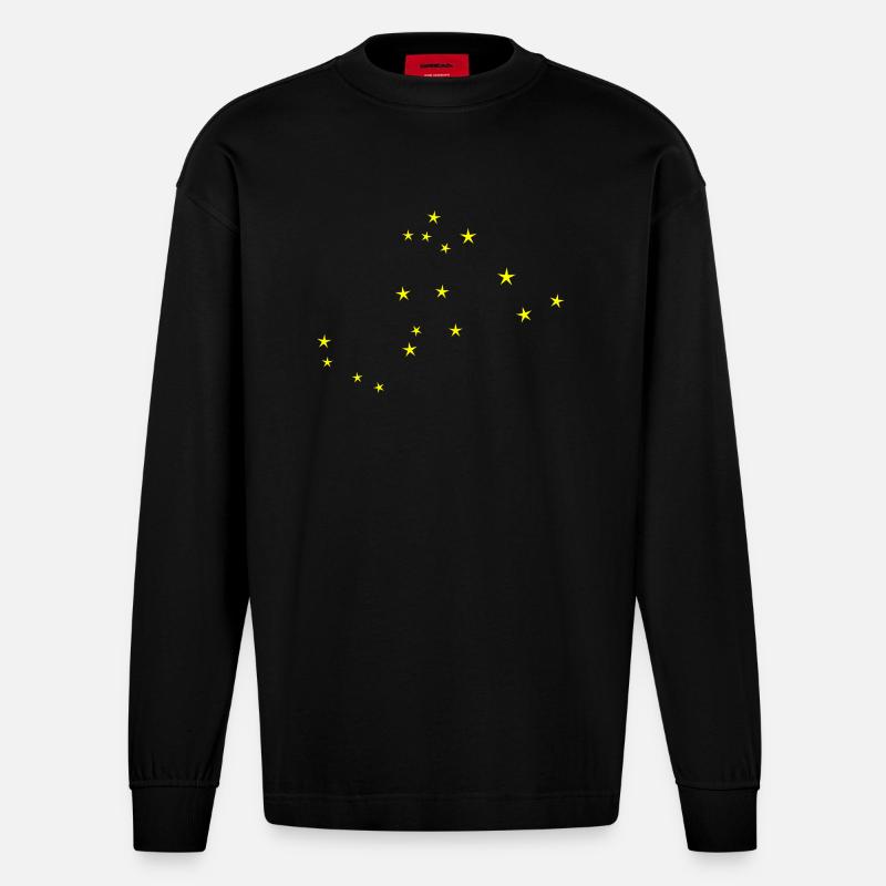 Sternbild Wassermann - Heavyweight Oversized Organic Langarmshirt Made in EU - SOLID BLACK