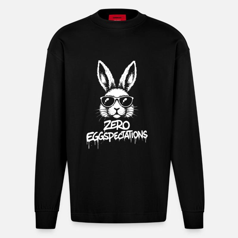 Zero Eggspectations - Heavyweight Oversized Organic Langarmshirt Made in EU - SOLID BLACK