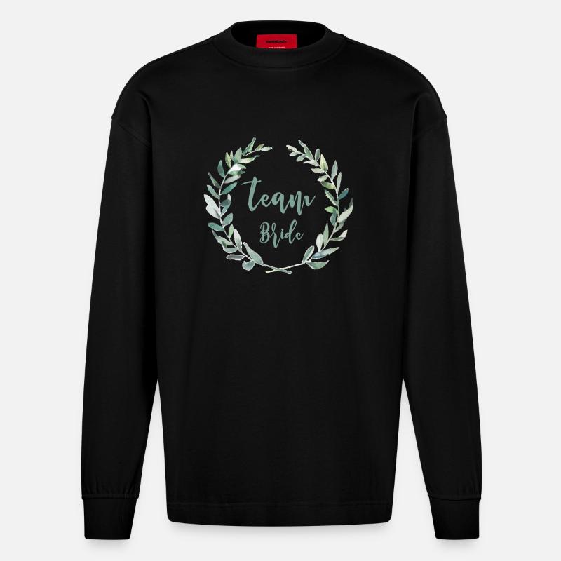 jeune mariée d'équipe - Manches longues bio épais oversize fabriqué en UE - SOLID BLACK