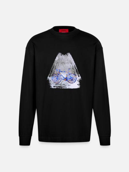 fahrrad winter e 112 - Heavyweight Oversized Organic Langarmshirt Made in EU - SOLID BLACK