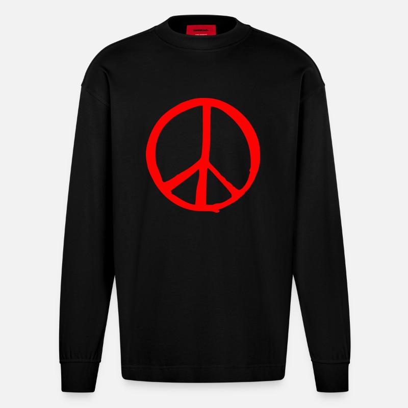 Peace - Manches longues bio épais oversize fabriqué en UE - SOLID BLACK