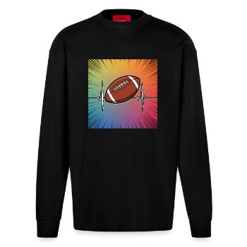 Touché! La fascination du football américain - Manches longues bio épais oversize fabriqué en UE - SOLID BLACK - Devant