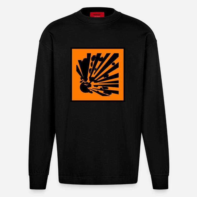 explosions gefahr - Heavyweight Oversized Organic Langarmshirt Made in EU - SOLID BLACK