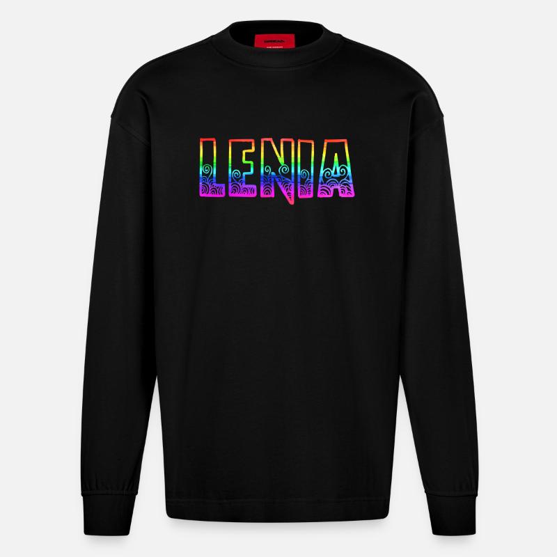 lenia rs regenbogen - Heavyweight Oversized Organic Langarmshirt Made in EU - SOLID BLACK