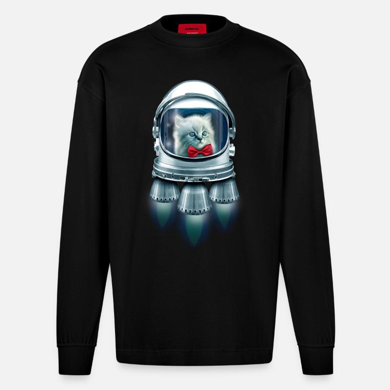 CASANOVA TO SPACE - Heavyweight Oversized Organic Longsleeve Shirt Made in EU - SOLID BLACK