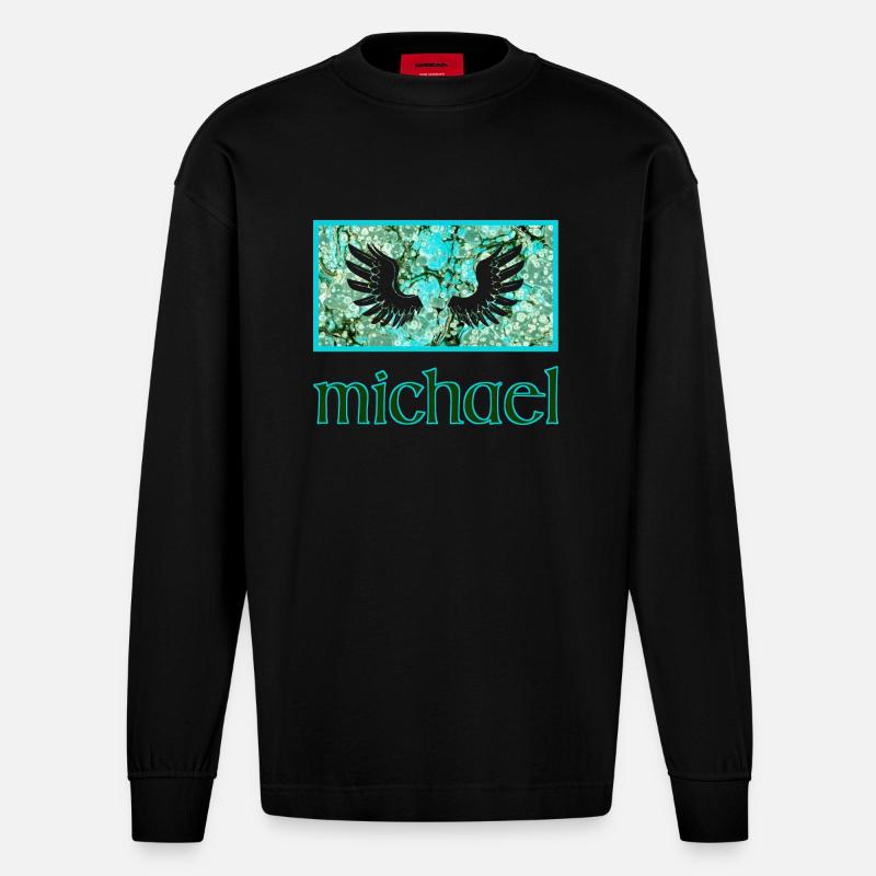 michael e 248 - Heavyweight Oversized Organic Langarmshirt Made in EU - SOLID BLACK