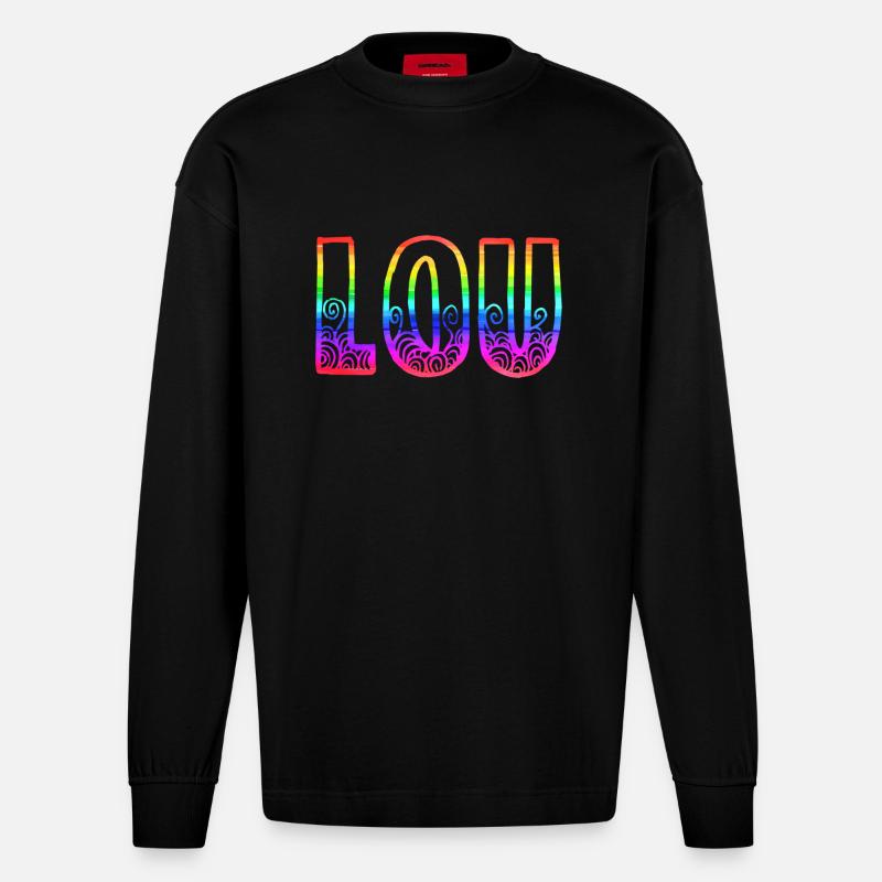 lou rs regenbogen - Heavyweight Oversized Organic Langarmshirt Made in EU - SOLID BLACK