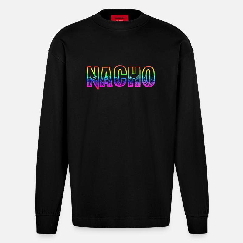 nacho rs regenbogen - Heavyweight Oversized Organic Langarmshirt Made in EU - SOLID BLACK