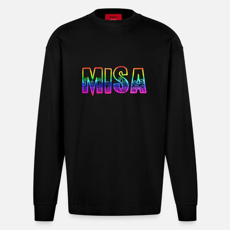 misa rs regenbogen - Heavyweight Oversized Organic Langarmshirt Made in EU - SOLID BLACK