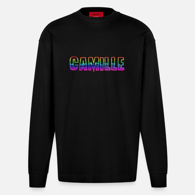 camille rs regenbogen - Heavyweight Oversized Organic Langarmshirt Made in EU - SOLID BLACK