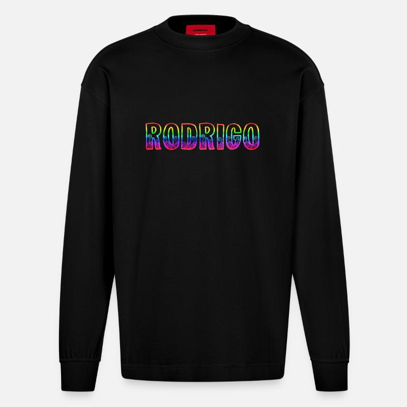 rodrigo rs regenbogen - Heavyweight Oversized Organic Langarmshirt Made in EU - SOLID BLACK