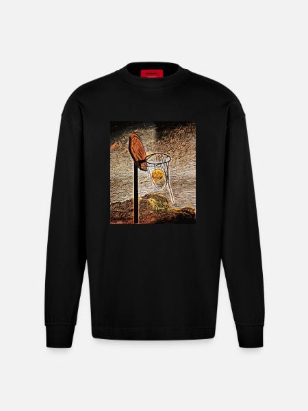 Moonlight Basketball - Heavyweight Oversized Organic Longsleeve Shirt Made in EU - SOLID BLACK