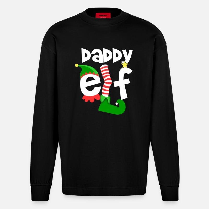 daddy elf - Heavyweight Oversized Organic Langarmshirt Made in EU - SOLID BLACK