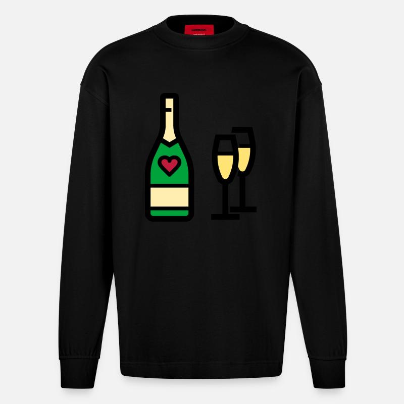 ou mousseux pour la Saint-Valentin - Manches longues bio épais oversize fabriqué en UE - SOLID BLACK