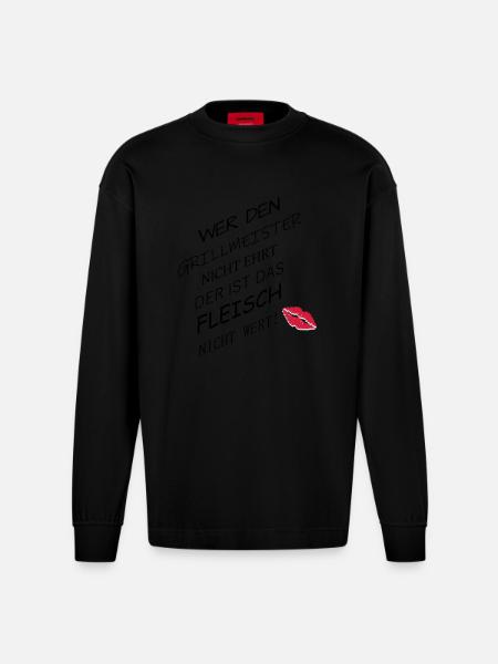 Fleisch nicht wert - Heavyweight Oversized Organic Langarmshirt Made in EU - SOLID BLACK