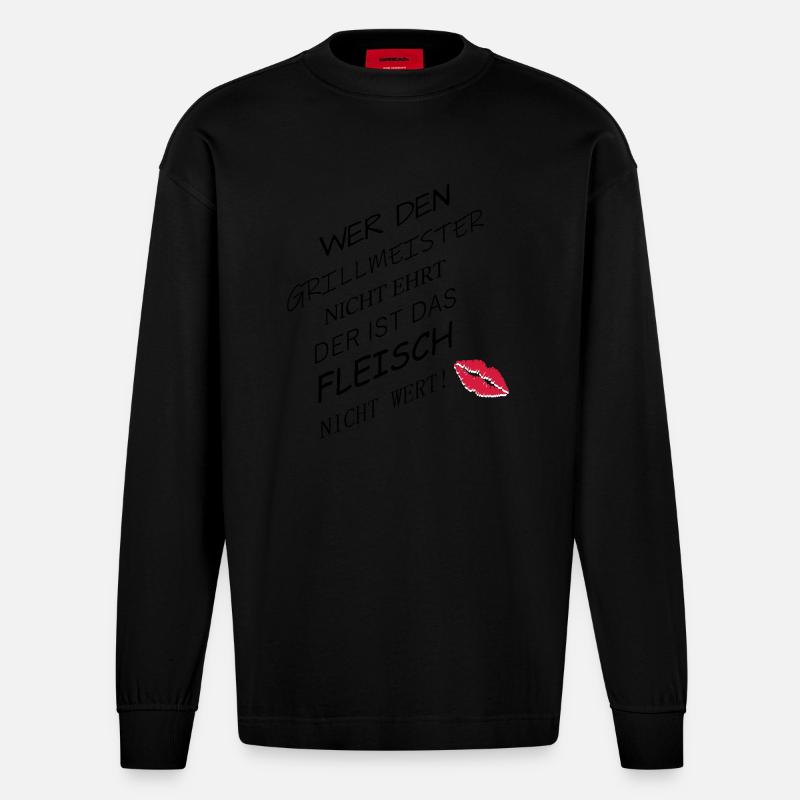 Fleisch nicht wert - Heavyweight Oversized Organic Langarmshirt Made in EU - SOLID BLACK