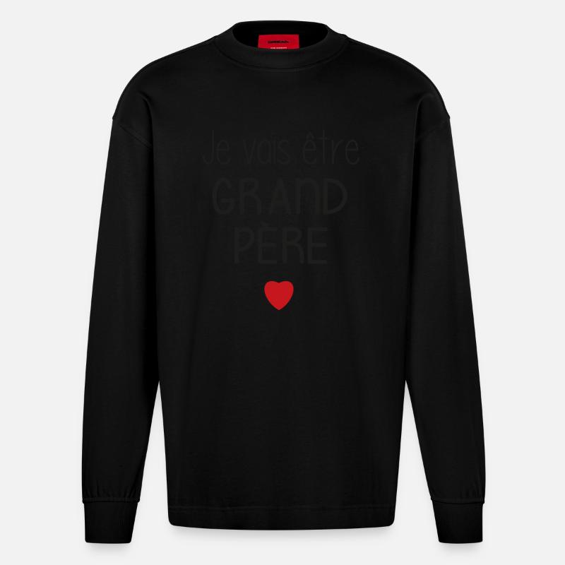 Ich werde Großvater - Herz - Heavyweight Oversized Organic Langarmshirt Made in EU - SOLID BLACK