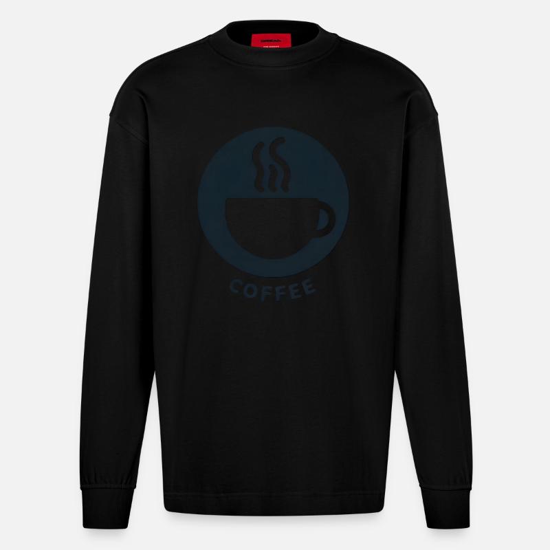 Kaffee Morgen Frühstück - Heavyweight Oversized Organic Langarmshirt Made in EU - SOLID BLACK