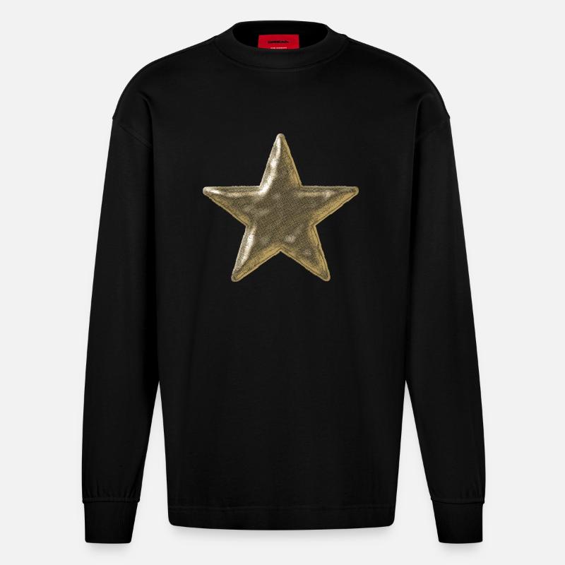 Stern Khaki - Heavyweight Oversized Organic Langarmshirt Made in EU - SOLID BLACK