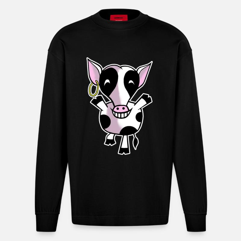Glückliche Kuh - Heavyweight Oversized Organic Langarmshirt Made in EU - SOLID BLACK