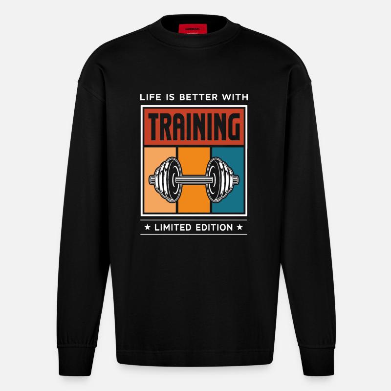 Training - Heavyweight Oversized Organic Langarmshirt Made in EU - SOLID BLACK