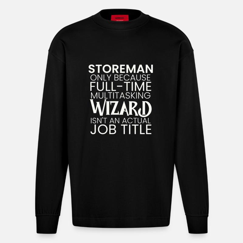 Storeman multitasking Wizard - Heavyweight Oversized Organic Longsleeve Shirt Made in EU - SOLID BLACK