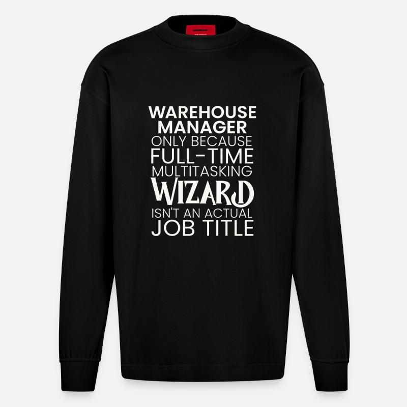 Warehouse Manager multitasking Wizard - Heavyweight Oversized Organic Longsleeve Shirt Made in EU - SOLID BLACK
