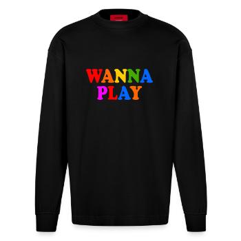 Wanna play - Heavyweight Oversized Organic Langarmshirt Made in EU - SOLID BLACK - Vorne