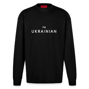 Im ukrainian - Heavyweight Oversized Organic Longsleeve Shirt Made in EU - SOLID BLACK - Front