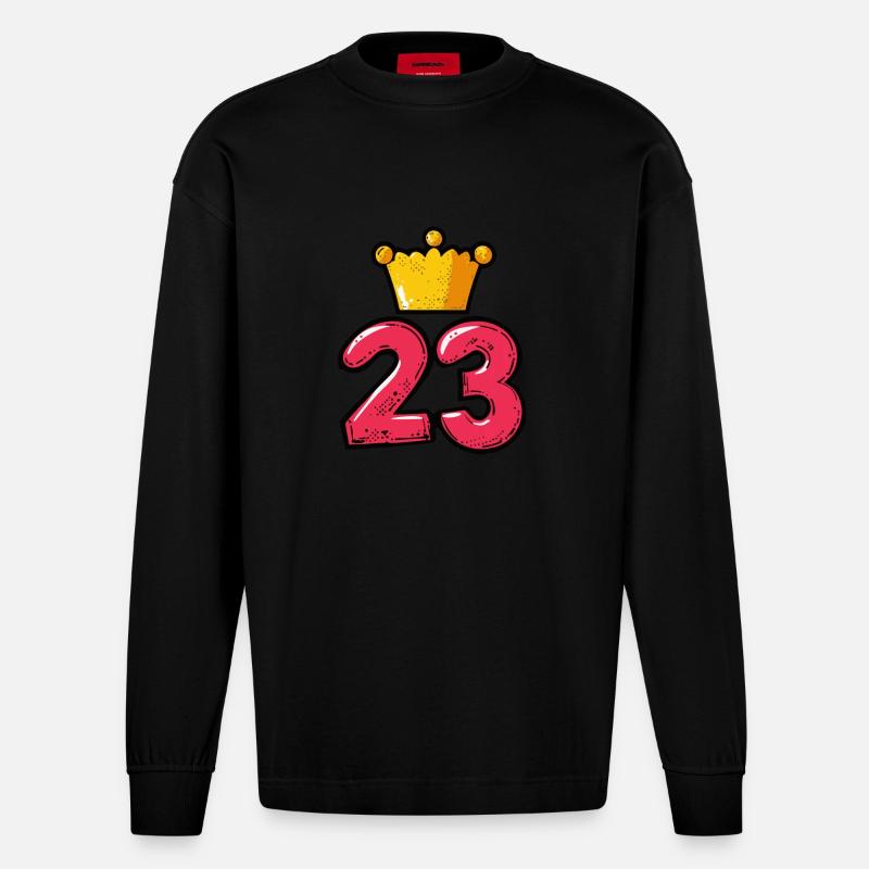Couronne à 23 chiffres - Manches longues bio épais oversize fabriqué en UE - SOLID BLACK