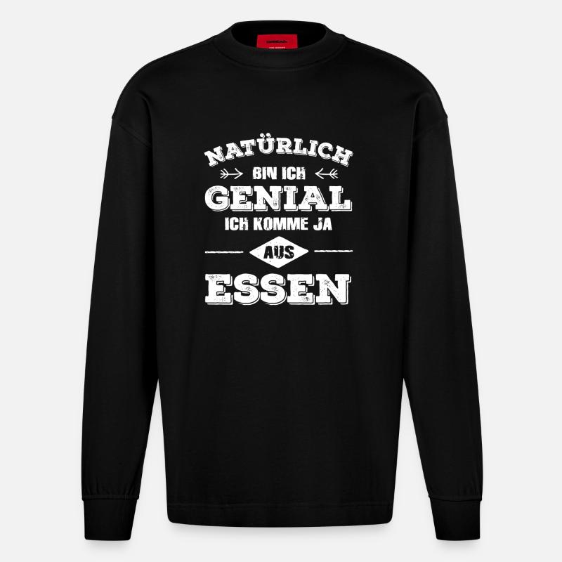 Essen - Heavyweight Oversized Organic Langarmshirt Made in EU - SOLID BLACK
