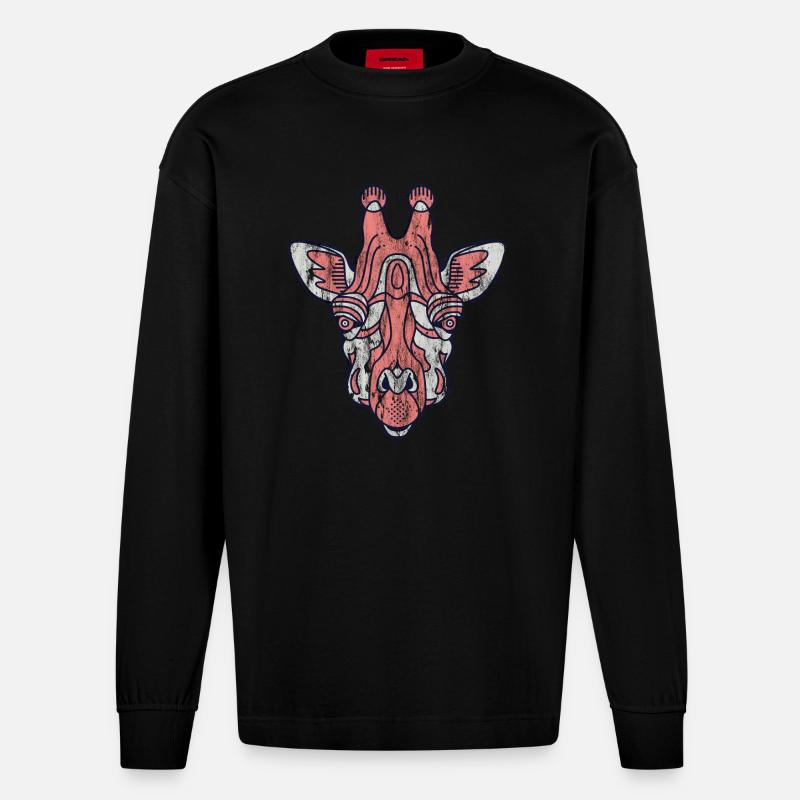 Giraffe - Heavyweight Oversized Organic Langarmshirt Made in EU - SOLID BLACK
