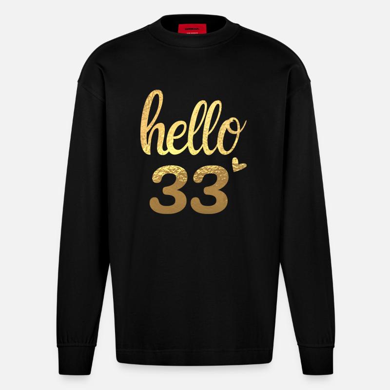 Hello 33 doré - Manches longues bio épais oversize fabriqué en UE - SOLID BLACK