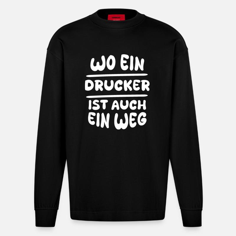 Gift for Printer - Heavyweight Oversized Organic Longsleeve Shirt Made in EU - SOLID BLACK