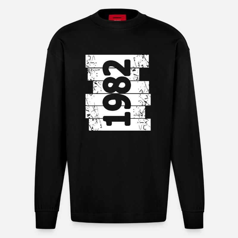 1982 - Heavyweight Oversized Organic Langarmshirt Made in EU - SOLID BLACK
