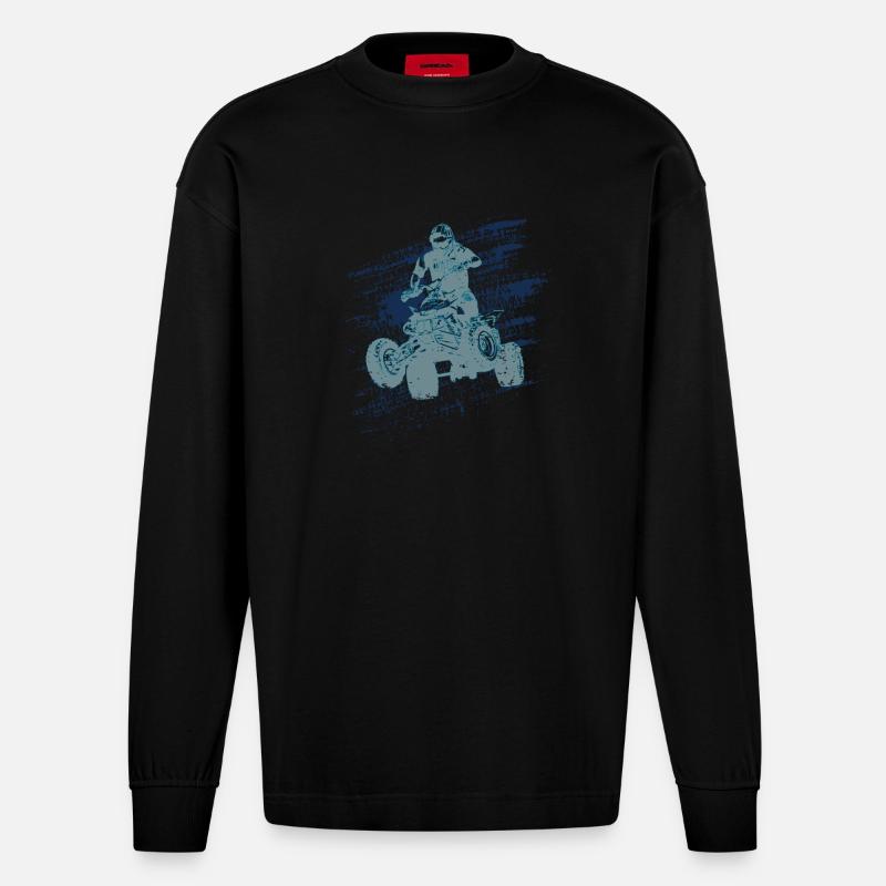 Quad ATV - Heavyweight Oversized Organic Langarmshirt Made in EU - SOLID BLACK