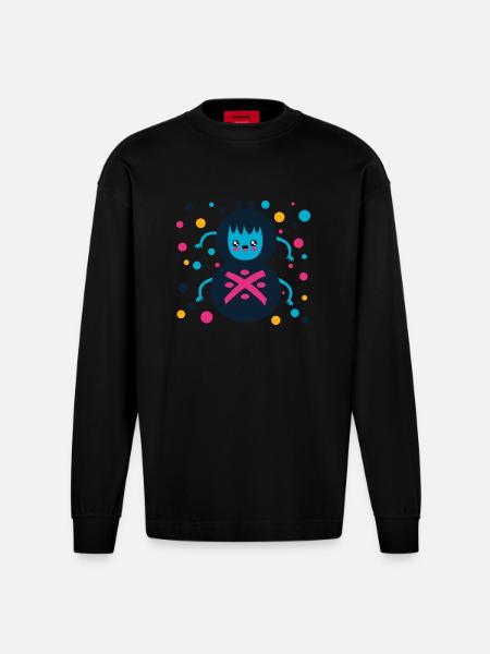 cute spider, gift, spinner - Heavyweight Oversized Organic Longsleeve Shirt Made in EU - SOLID BLACK