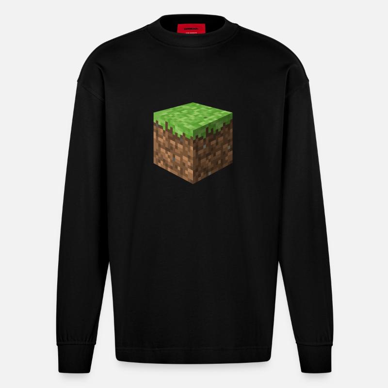 3D Block - Heavyweight Oversized Organic Langarmshirt Made in EU - SOLID BLACK