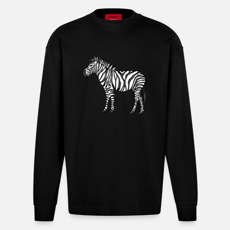 zèbre - Manches longues bio épais oversize fabriqué en UE - SOLID BLACK