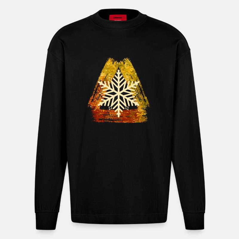 Flocon de neige E 99 - Manches longues bio épais oversize fabriqué en UE - SOLID BLACK