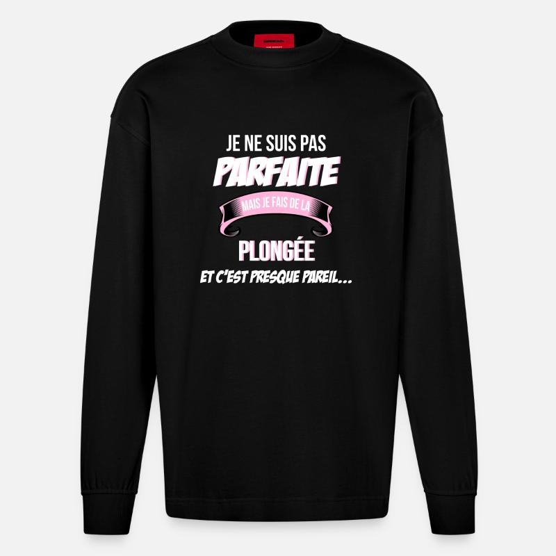 Plonge e cadeau humour - Manches longues bio épais oversize fabriqué en UE - SOLID BLACK