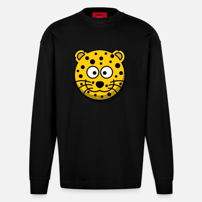 Leopard - Heavyweight Oversized Organic Langarmshirt Made in EU - SOLID BLACK