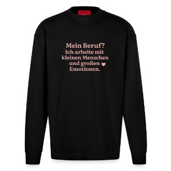 Kleine Menschen - Große Emotionen (rosa) - Heavyweight Oversized Organic Langarmshirt Made in EU - SOLID BLACK - Vorne