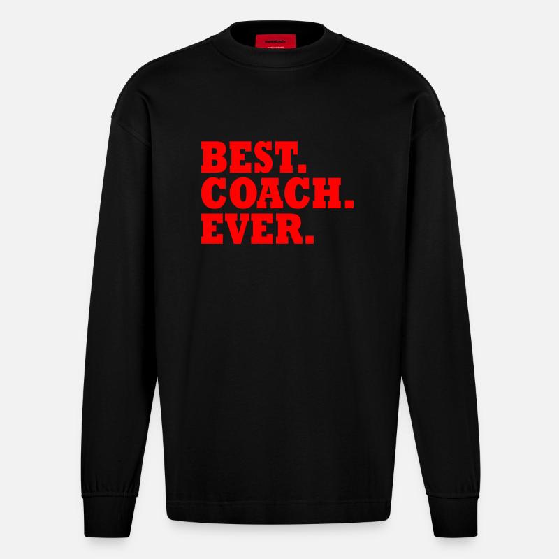 Best coach ever - Heavyweight Oversized Organic Langarmshirt Made in EU - SOLID BLACK