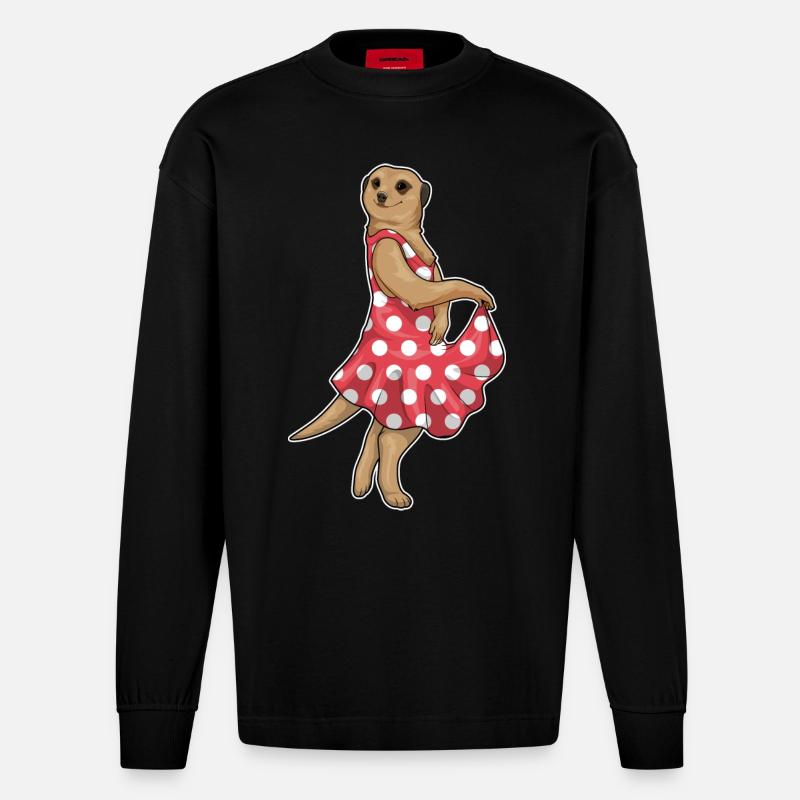 Suricate Polkadot - Manches longues bio épais oversize fabriqué en UE - SOLID BLACK