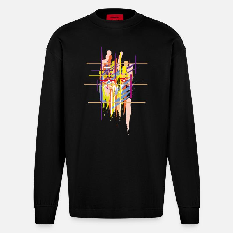 Abstrait - Manches longues bio épais oversize fabriqué en UE - SOLID BLACK