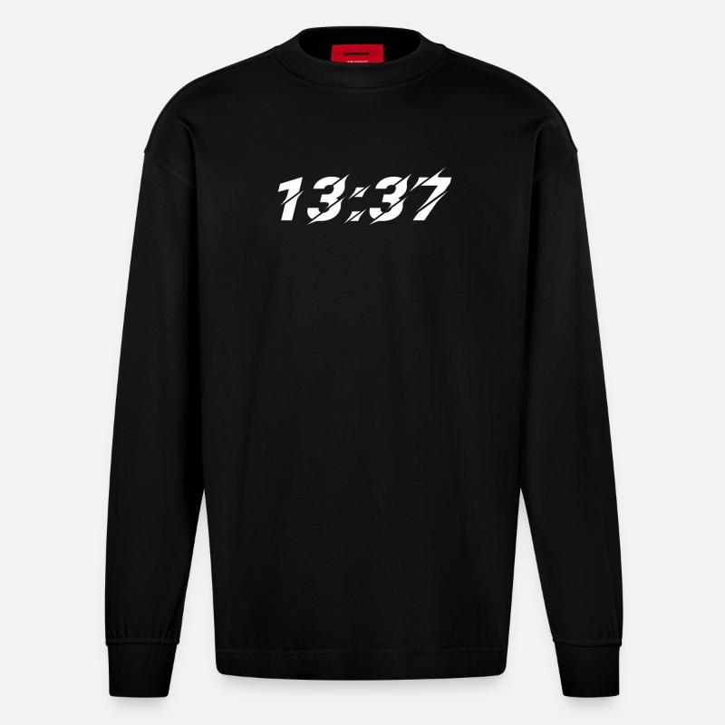 1337 Elite - Heavyweight Oversized Organic Langarmshirt Made in EU - SOLID BLACK