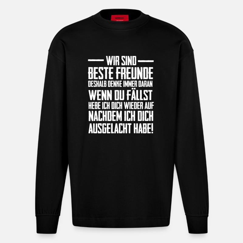 Wir sind beste Freunde - Heavyweight Oversized Organic Langarmshirt Made in EU - SOLID BLACK