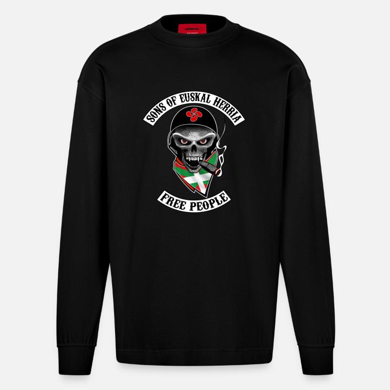 basques bikers design - Manches longues bio épais oversize fabriqué en UE - SOLID BLACK